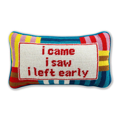 Kassatex Furbish Studio I Came I Saw Needlepoint Pillow