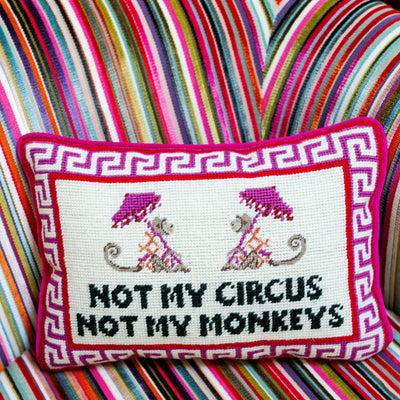 Kassatex Furbish Studio Not My Circus Needlepoint Pillow