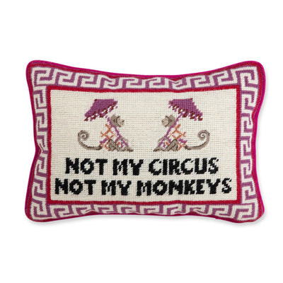 Kassatex Furbish Studio Not My Circus Needlepoint Pillow