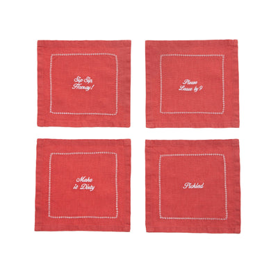 Kassatex Cheeky Cocktail Napkin Set Of 4