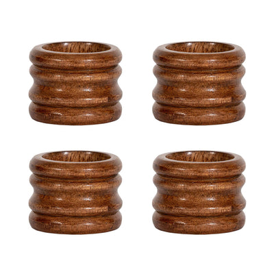 kassatex Juliska Bilbao Wood Napkin Ring Set of 4