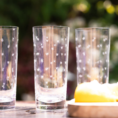 Kassatex The Vintage List Highball Glasses - Stars Design Set Of 4
