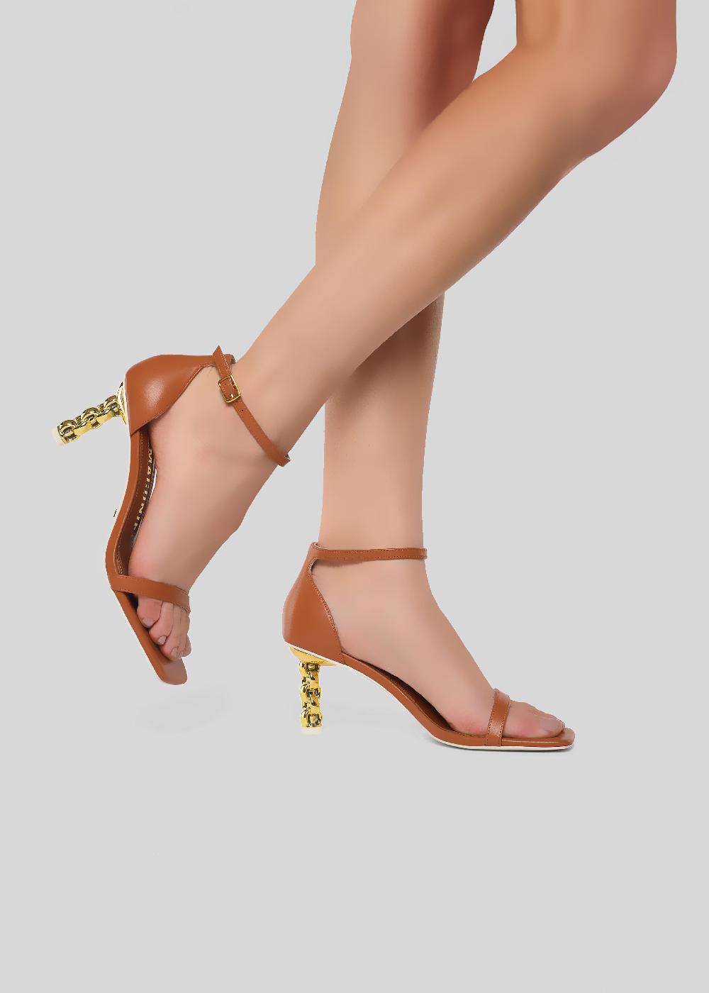 Kat Maconie Adela Sandals SS23 MID CHILETTO SANDALS Caramel