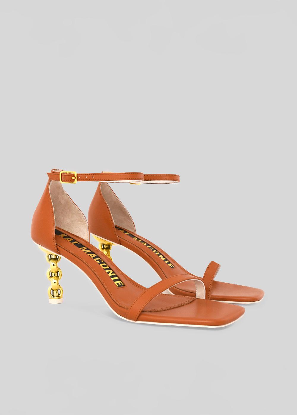 Kat Maconie Adela Sandals SS23 MID CHILETTO SANDALS Caramel