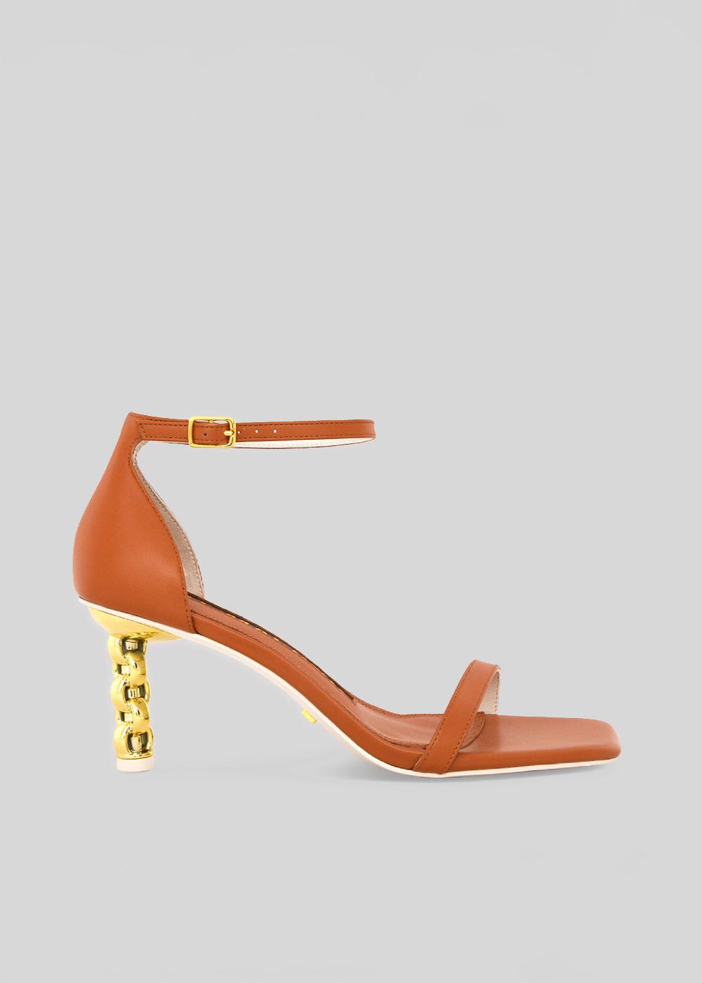 kat maconie Adela Sandals SS23 MID CHILETTO SANDALS Caramel