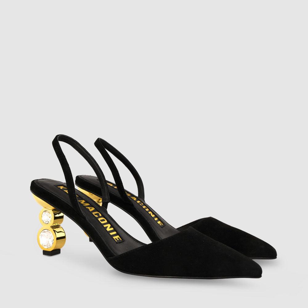 Kat Maconie Aletta Pumps AW23 GEM STACK HEEL Black/Gold