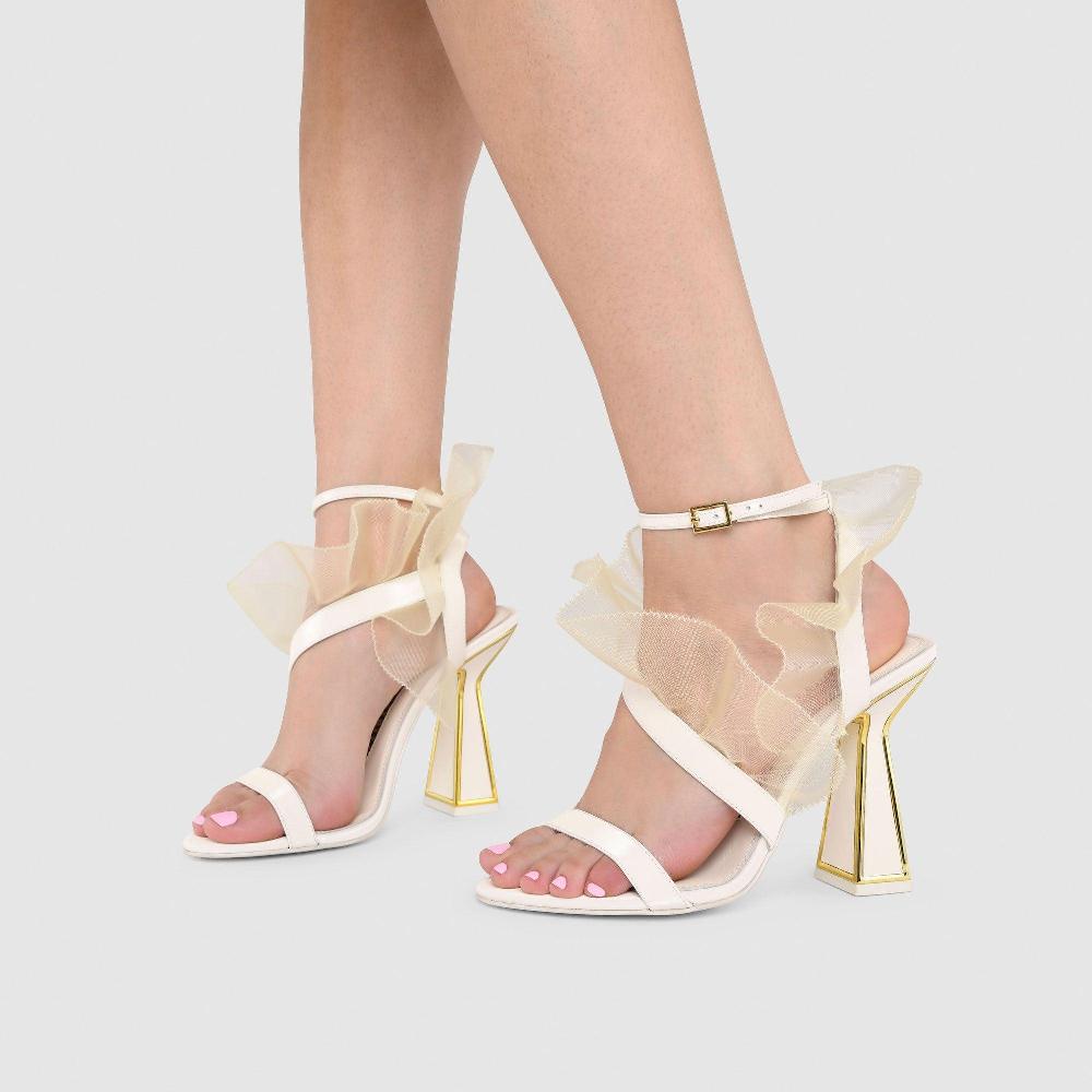 Kat Maconie Amba Sandals SS23 HOURGLASS HEEL SANDALS Coconut Cream