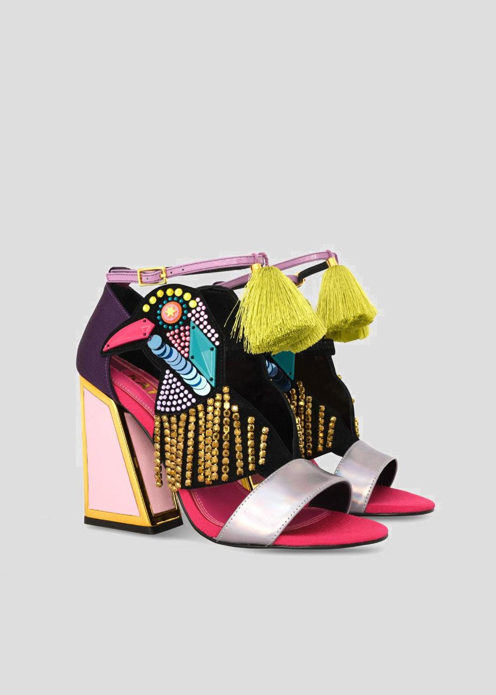 Kat Maconie Aya Sandals AW23 KICKER HEEL SANDALS Blackcurrant/Iridescent Rock