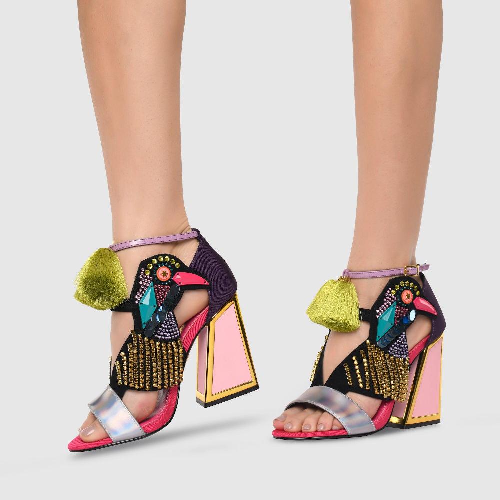 Kat Maconie Aya Sandals AW23 KICKER HEEL SANDALS Blackcurrant/Iridescent Rock