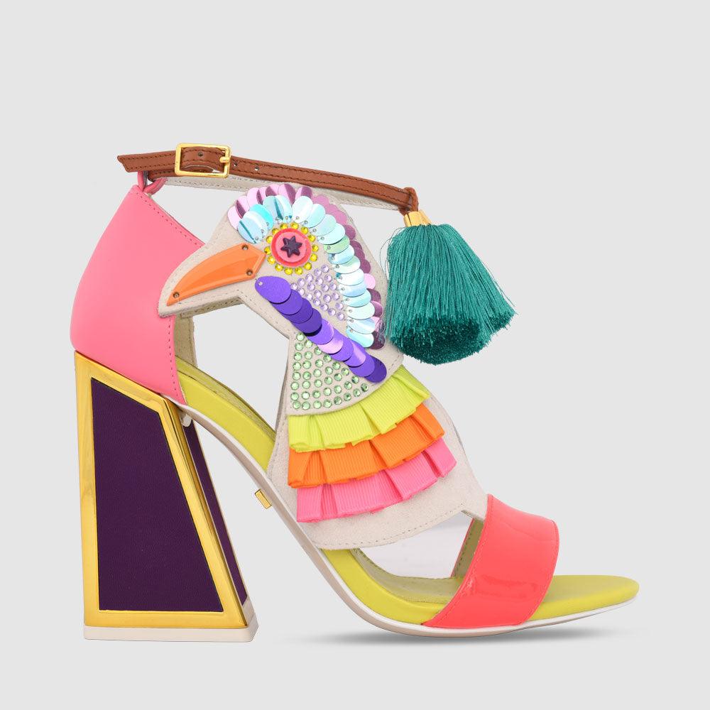 kat maconie Aya Sandals PF23 KICKER FRAME HEEL Flared Red/Cyber Grape