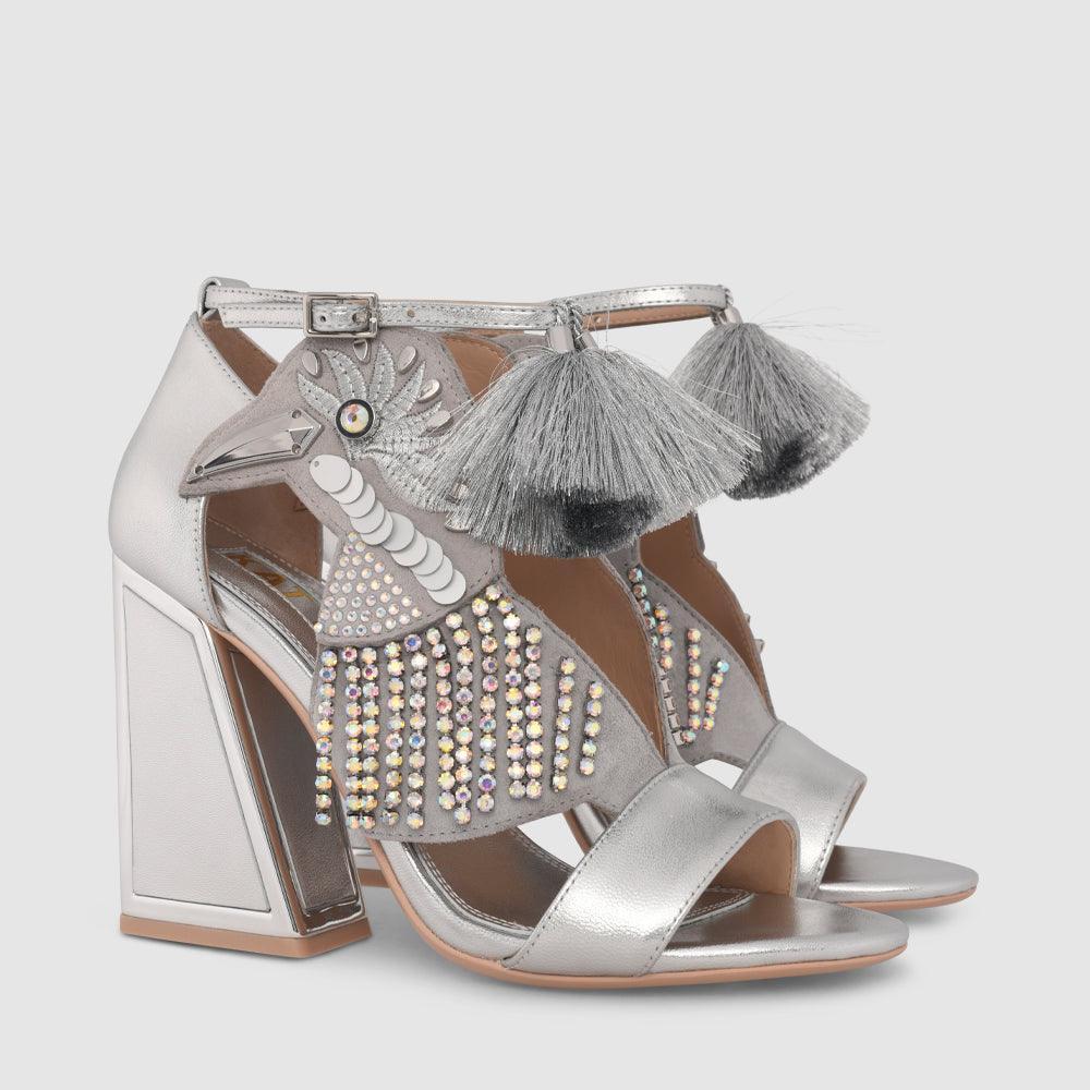 Kat Maconie Aya Sandals RS24 KICKER HEEL SANDAL Silver