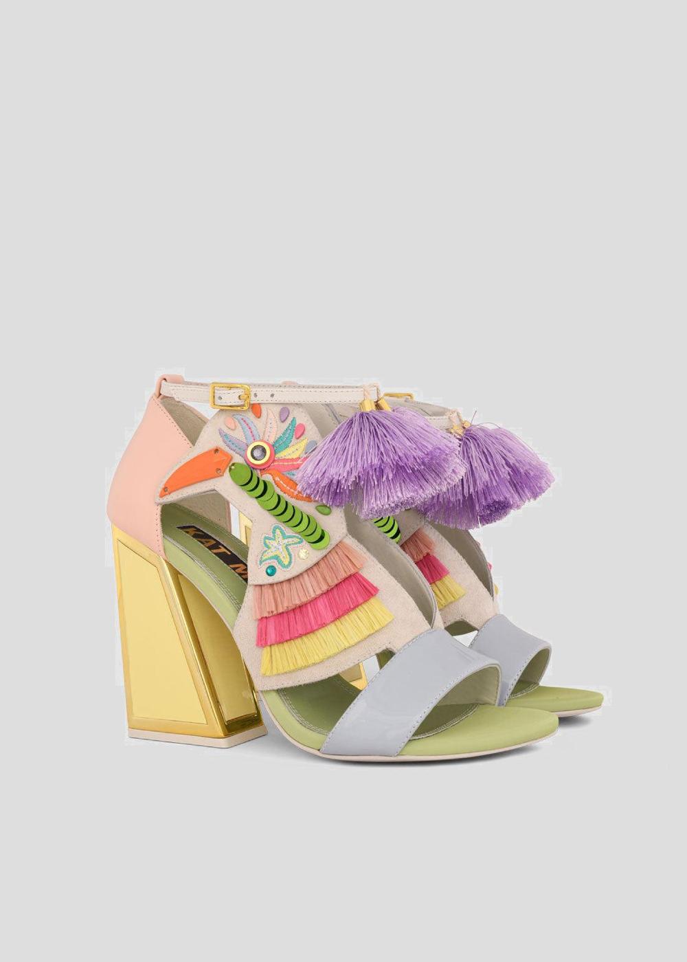 Kat Maconie Aya Sandals SS22 Kicker Heel Sandal Crystal Pink/Aloe