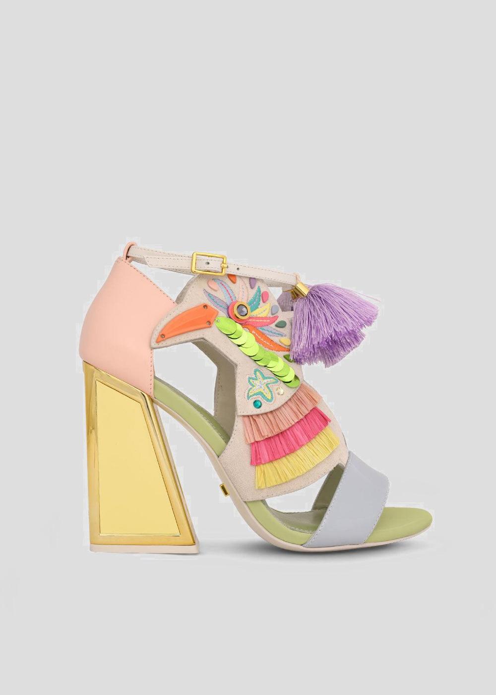 kat maconie Aya Sandals SS22 Kicker Heel Sandal Crystal Pink/Aloe