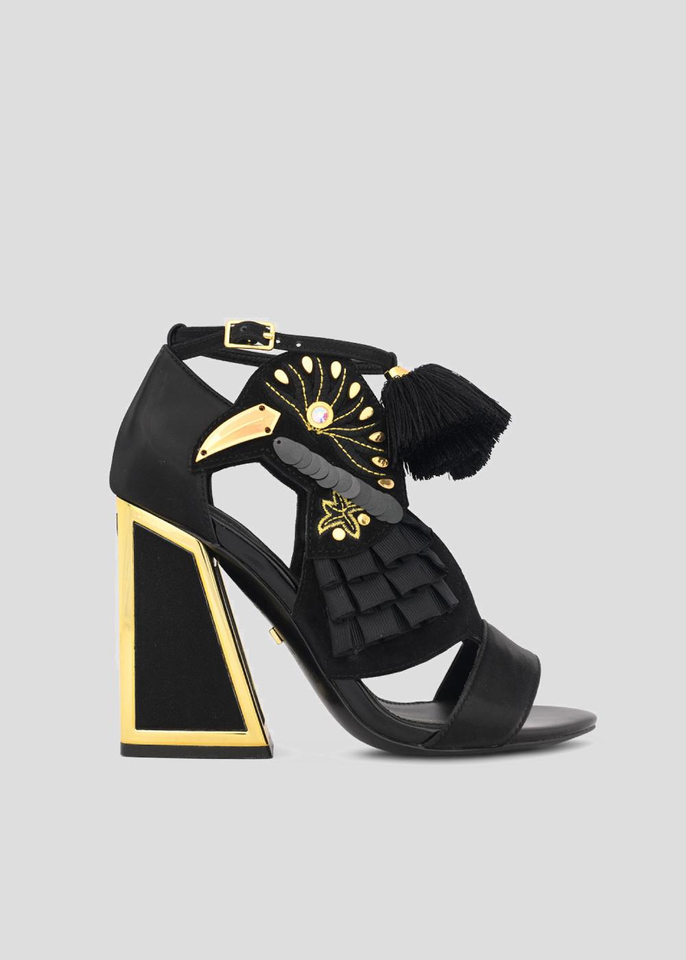 kat maconie Aya Sandals SS23 KICKER HEEL SANDALS Black/Gold
