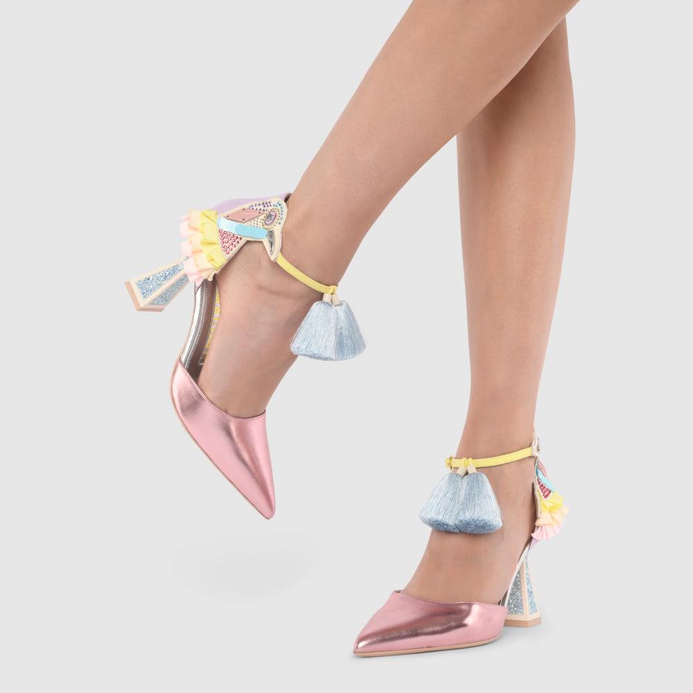 Kat Maconie Ayana Pumps RS24 MID HOURGLASS HEEL Frosted Blue/Citrine