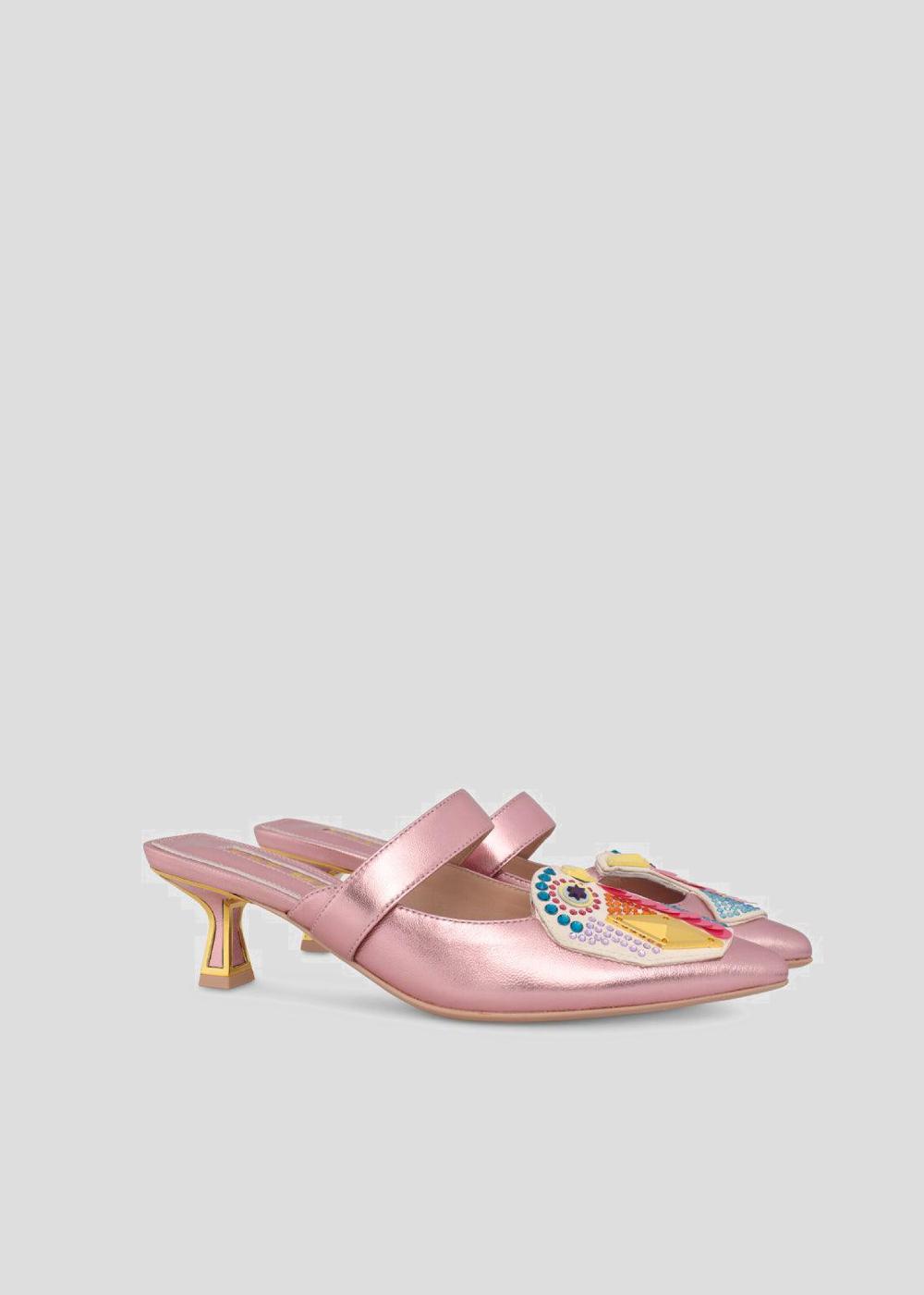 Kat Maconie Azari Mules RS24 KITTEN HEEL Ballet Pink/Multi