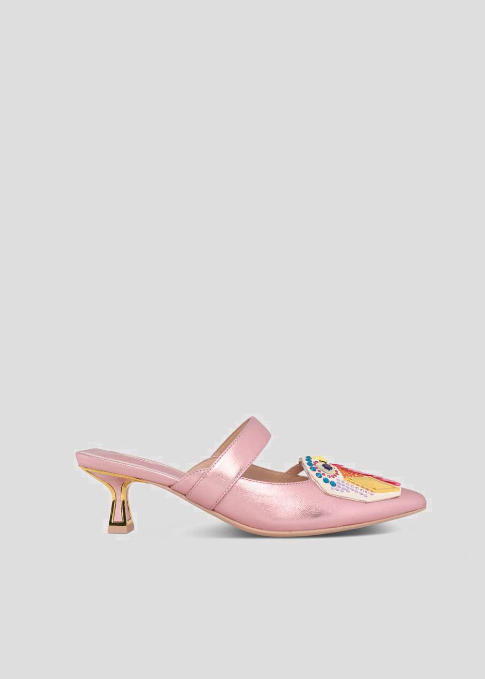 kat maconie Azari Mules RS24 KITTEN HEEL Ballet Pink/Multi