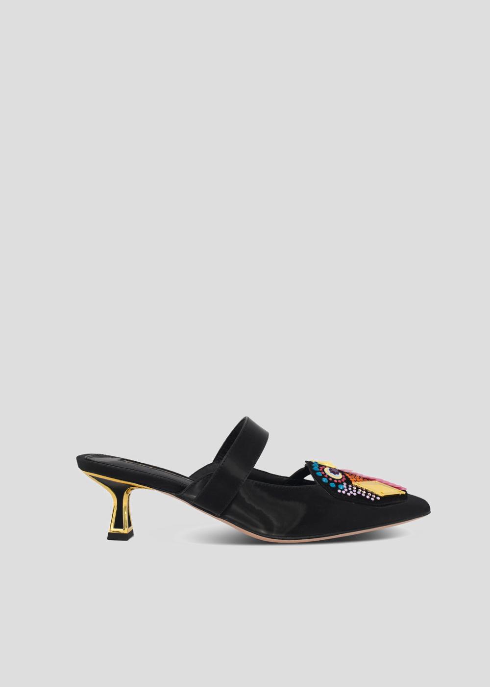 kat maconie Azari Mules RS24 KITTEN HEEL Black/Multi