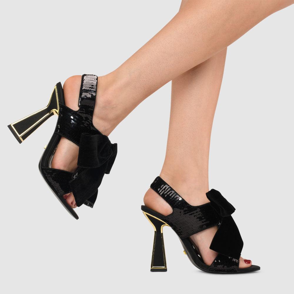 Kat Maconie Bowie Sandals RS23 FLARED FRAME HEEL Black/Gold