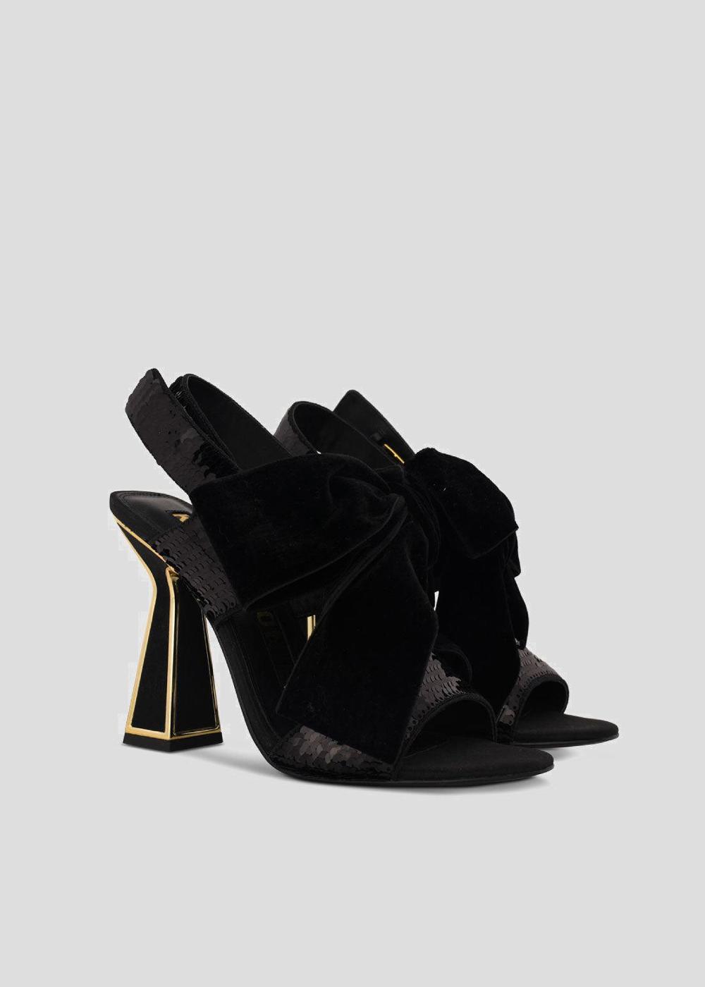 Kat Maconie Bowie Sandals RS23 FLARED FRAME HEEL Black/Gold