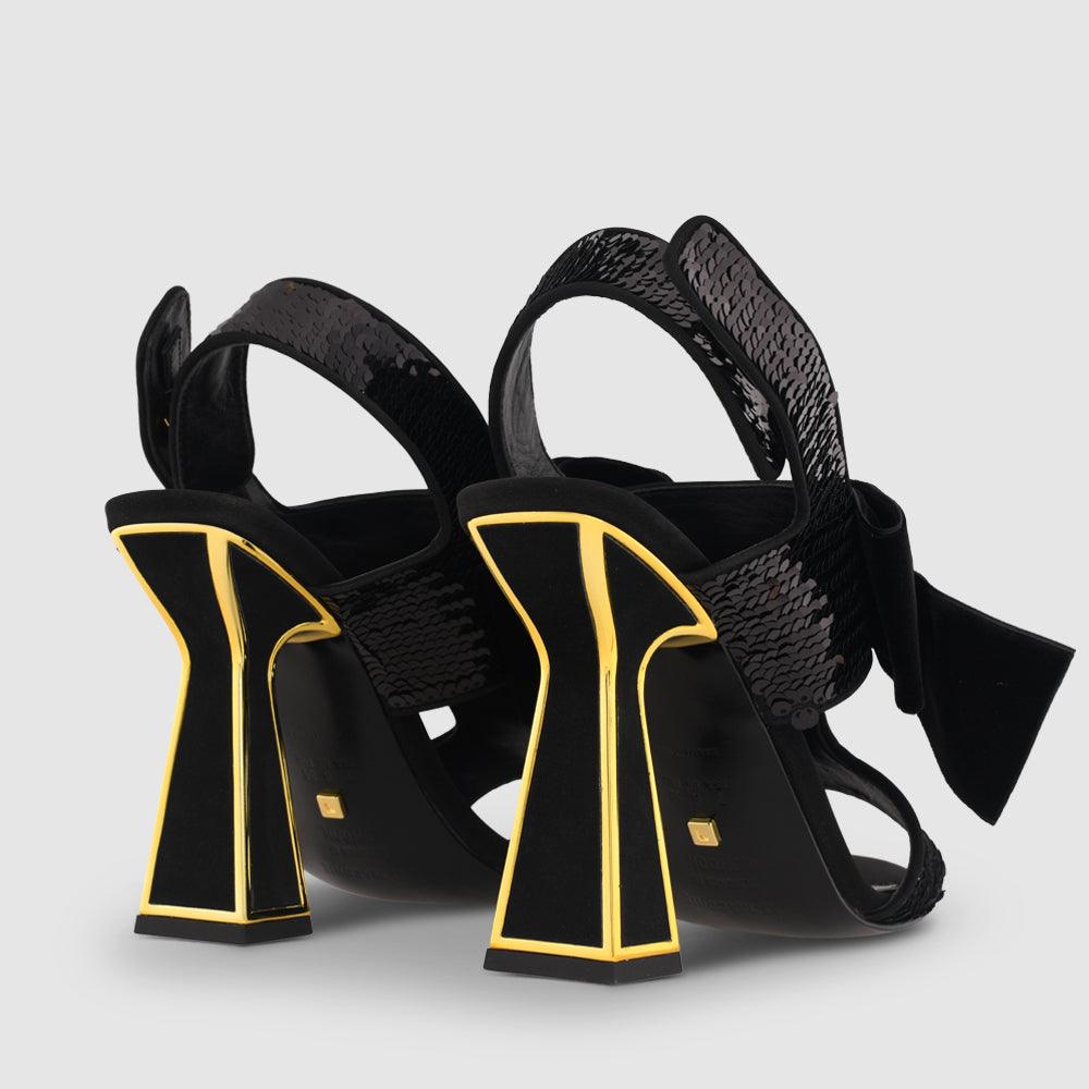 Kat Maconie Bowie Sandals RS23 FLARED FRAME HEEL Black/Gold