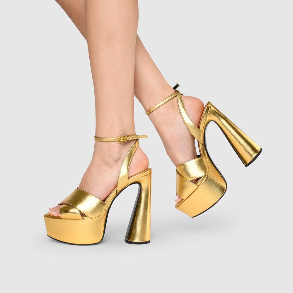 Kat Maconie Cady Sandals AW23 PLATFORM SANDALS Gold