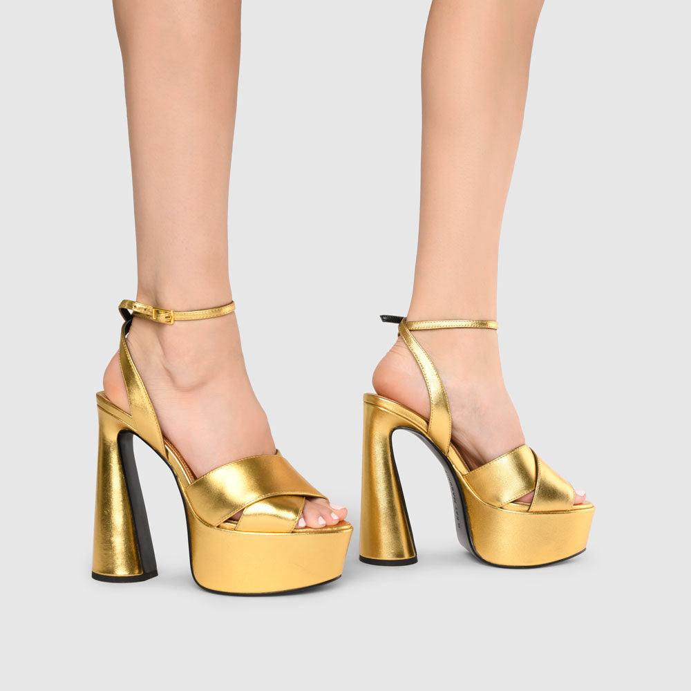 Kat Maconie Cady Sandals AW23 PLATFORM SANDALS Gold