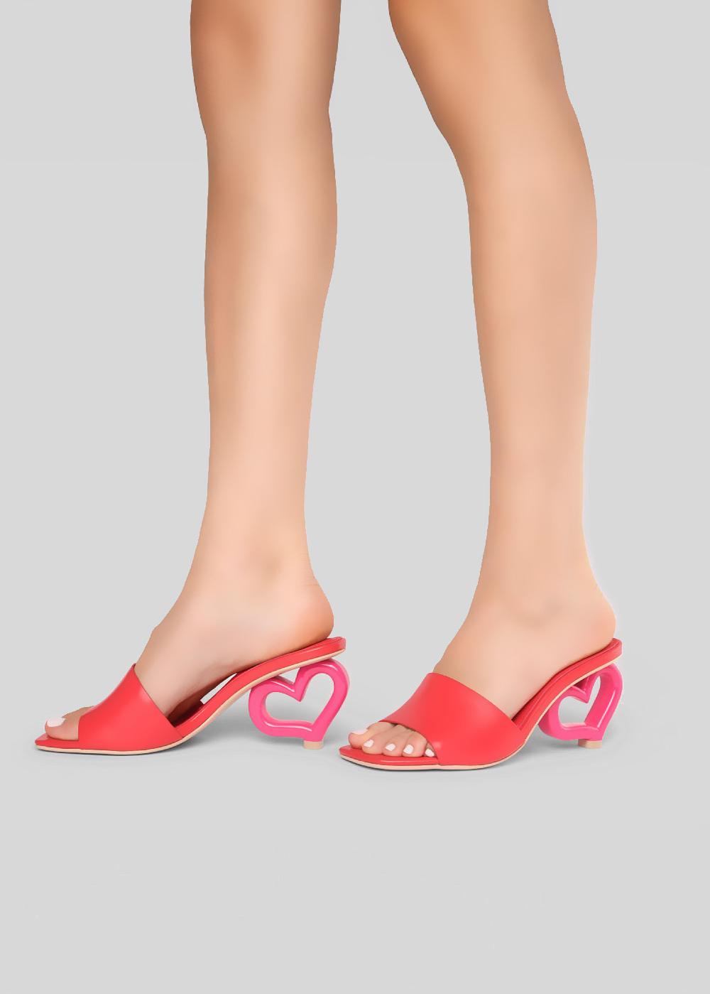 Kat Maconie Chichi Sandals RS24 HEART CHAIN HEEL Chilli/Fuchsia