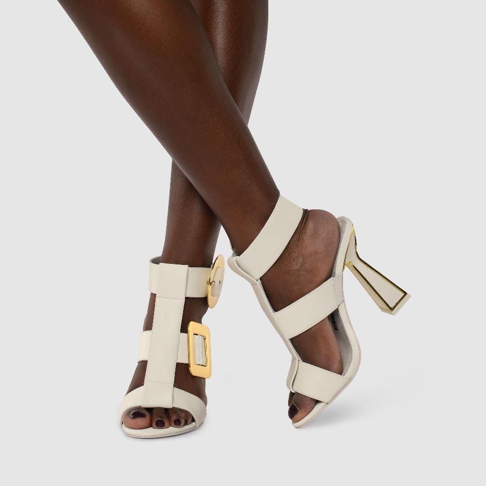 Kat Maconie Deliz Sandals RS23 HOURGLASS HEEL Blanc/Gold