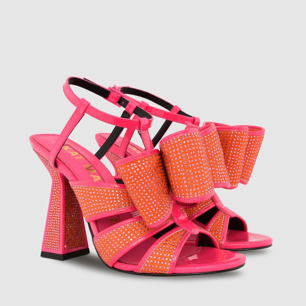 Kat Maconie Didi Sandals AW23 HOURGLASS HEEL Fire/Luminous Pink