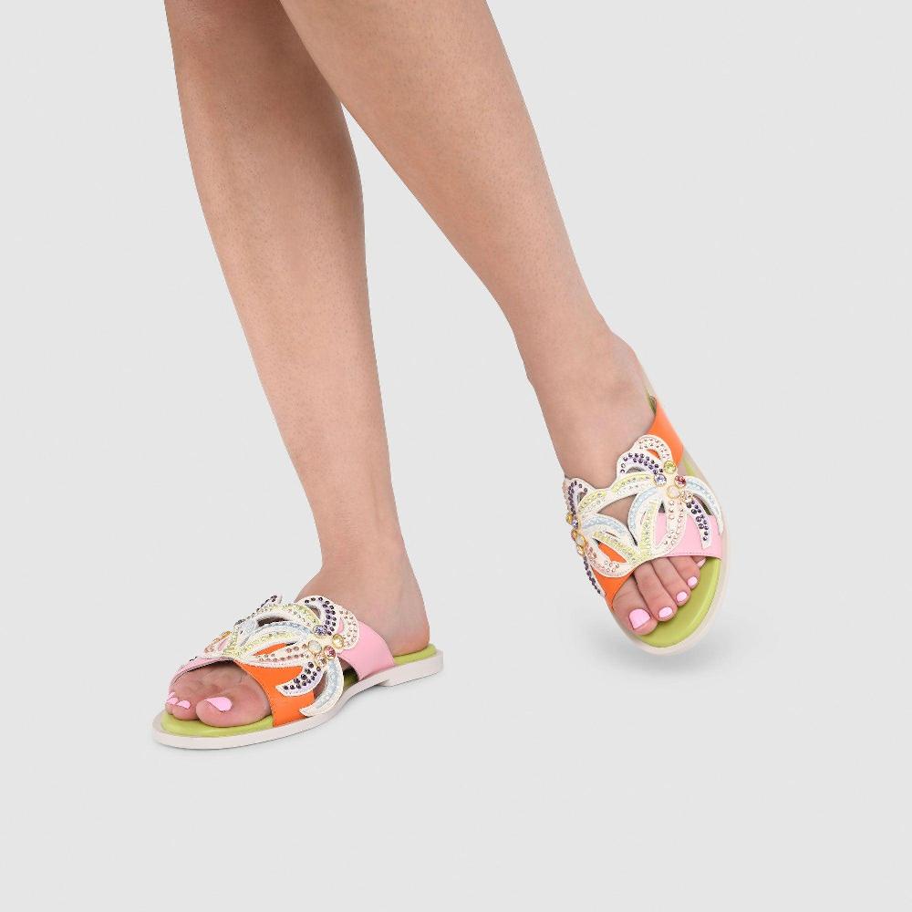 Kat Maconie Dixie Sandals SS23 FLAT SANDALS Coconut Cream/Celery