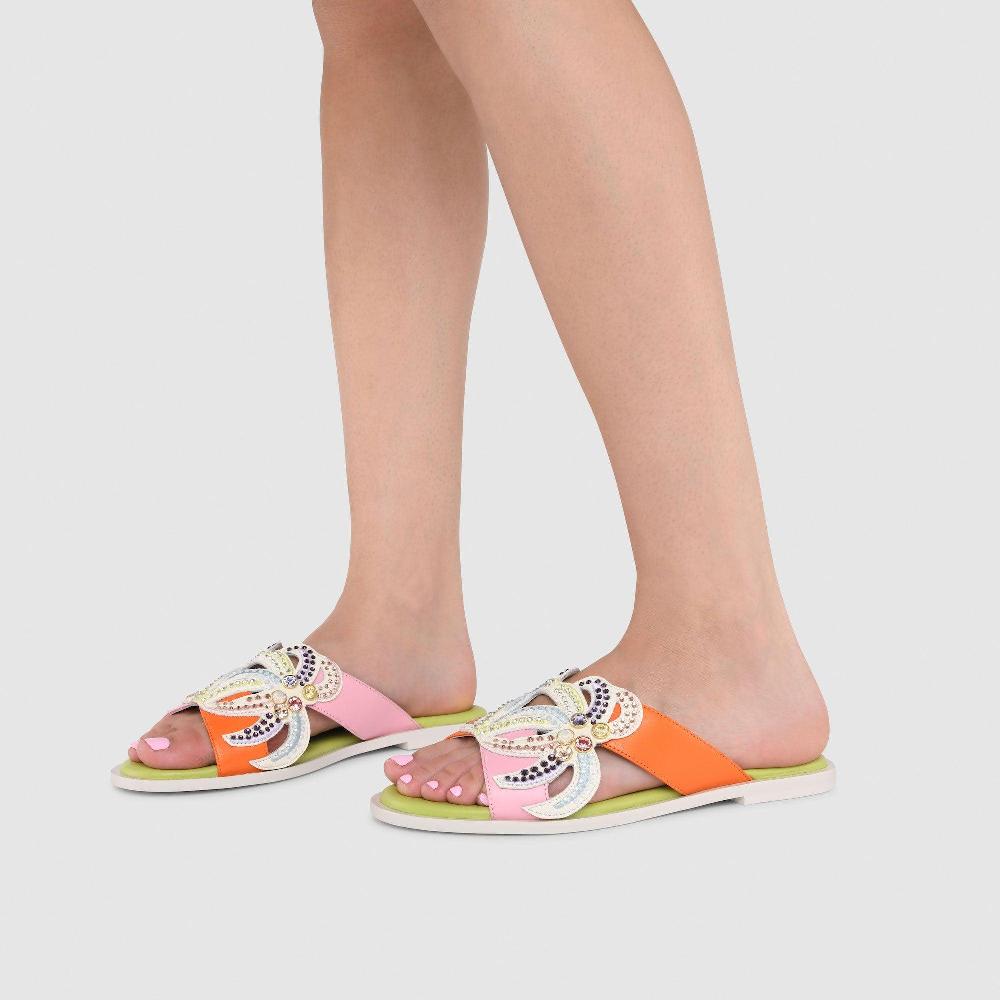 Kat Maconie Dixie Sandals SS23 FLAT SANDALS Coconut Cream/Celery