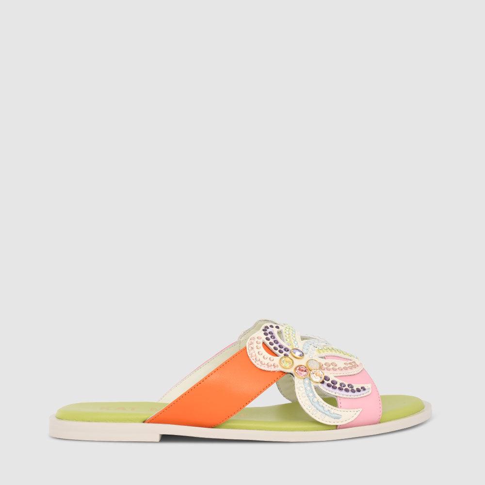kat maconie Dixie Sandals SS23 FLAT SANDALS Coconut Cream/Celery