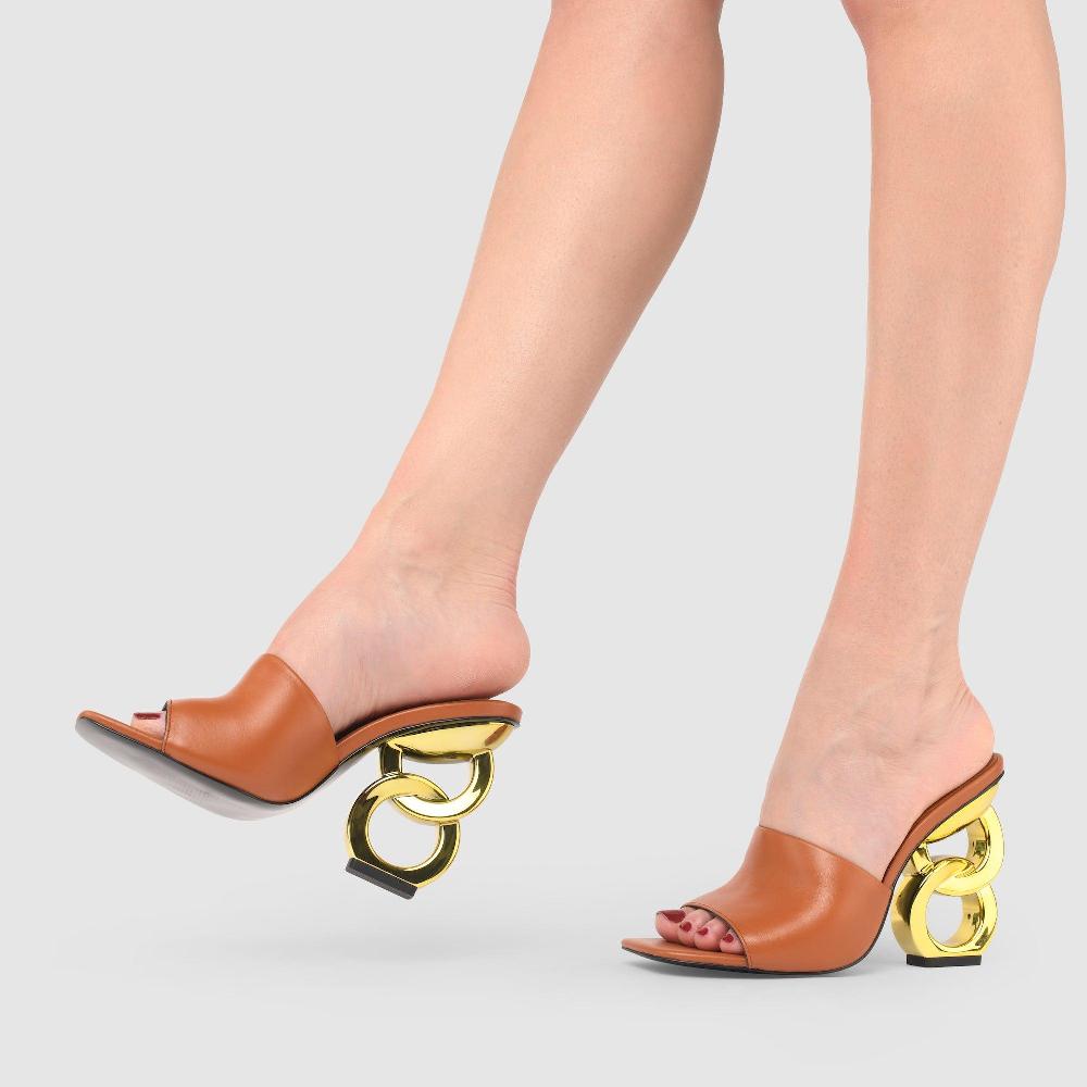 Kat Maconie Ebba Sandals PF23 DOUBLE CHAIN HEEL Caramel