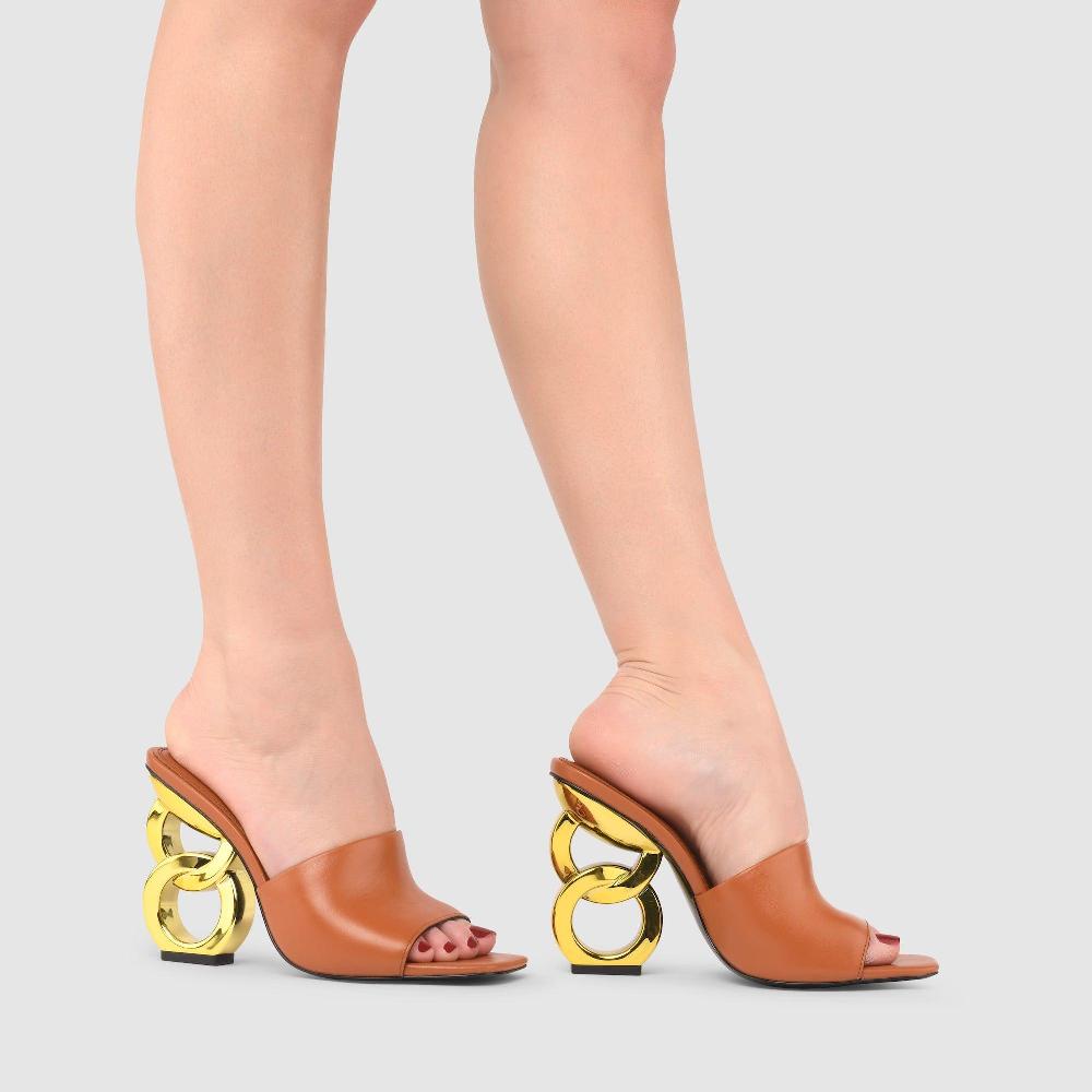 Kat Maconie Ebba Sandals PF23 DOUBLE CHAIN HEEL Caramel