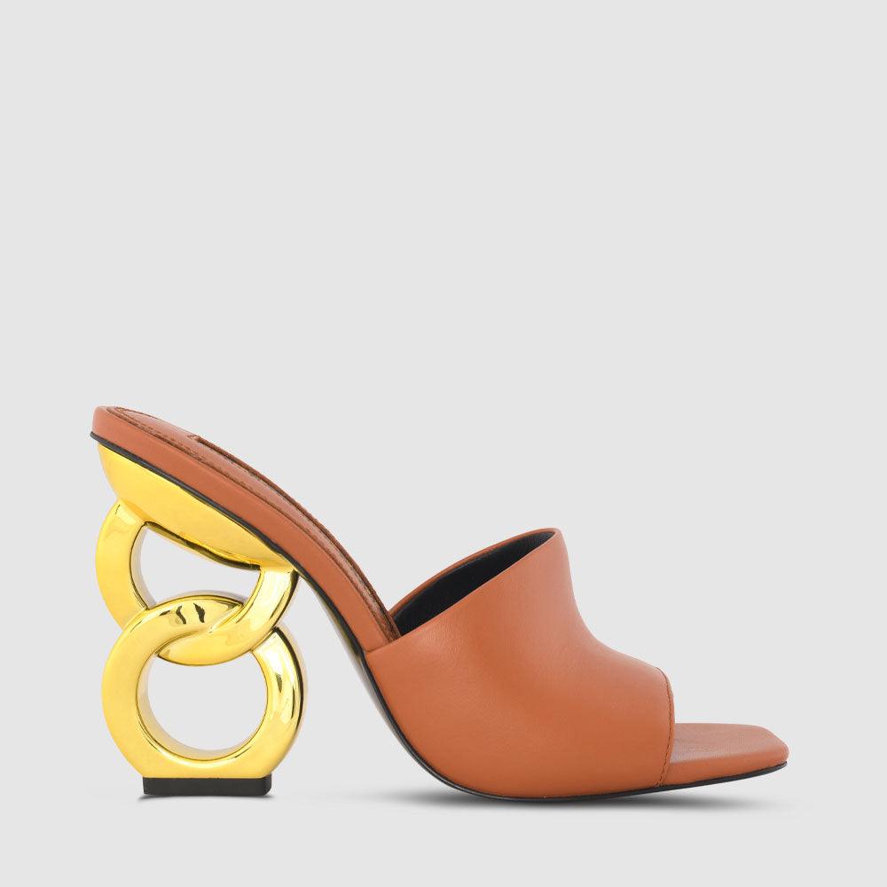 kat maconie Ebba Sandals PF23 DOUBLE CHAIN HEEL Caramel