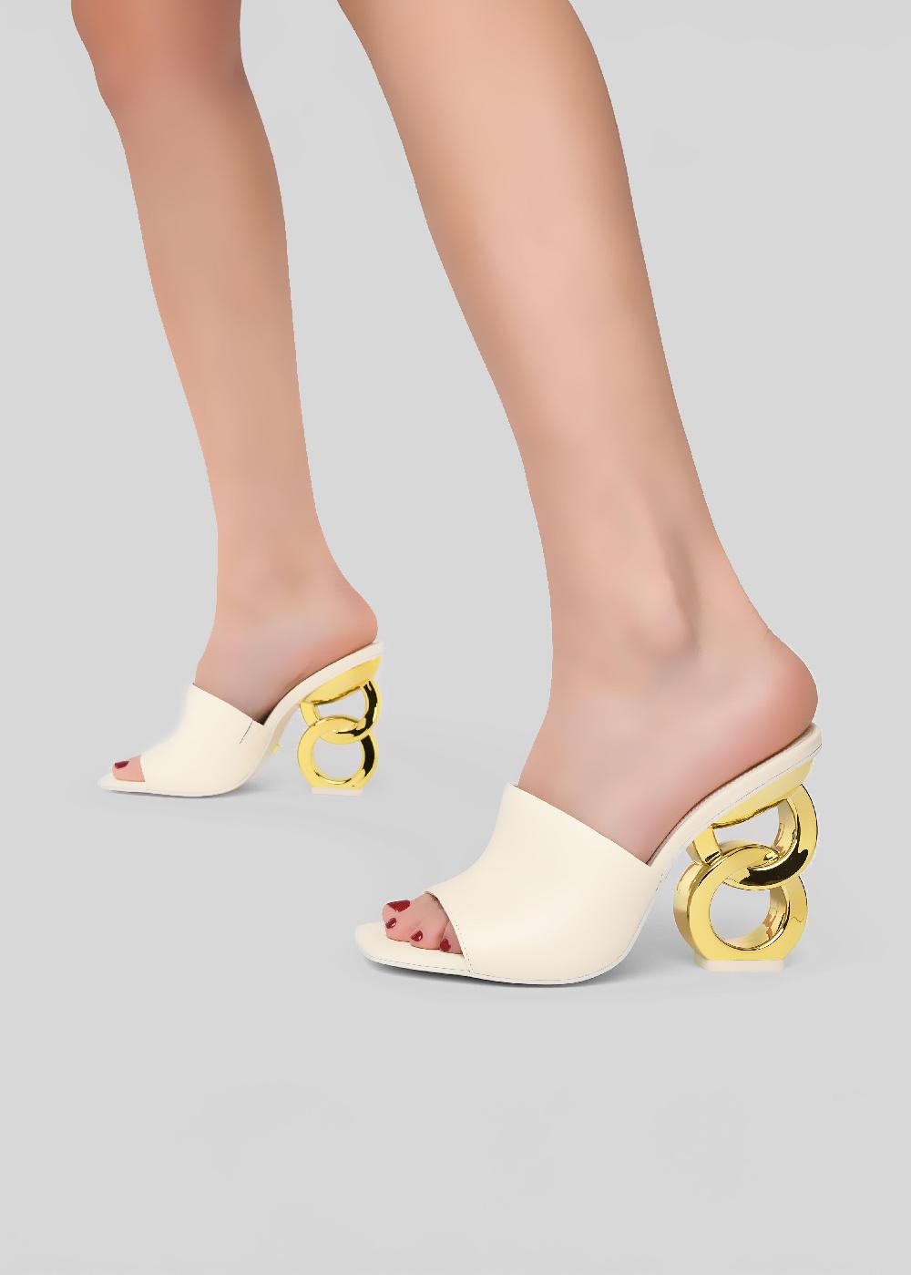 Kat Maconie Ebba Sandals PF23 DOUBLE CHAIN HEEL Coconut Cream