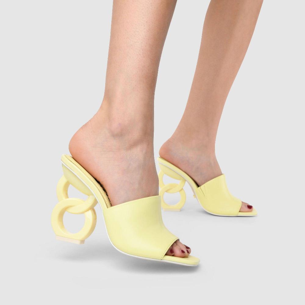 Kat Maconie Ebba Sandals PF23 DOUBLE CHAIN HEEL Lemon Sherbert