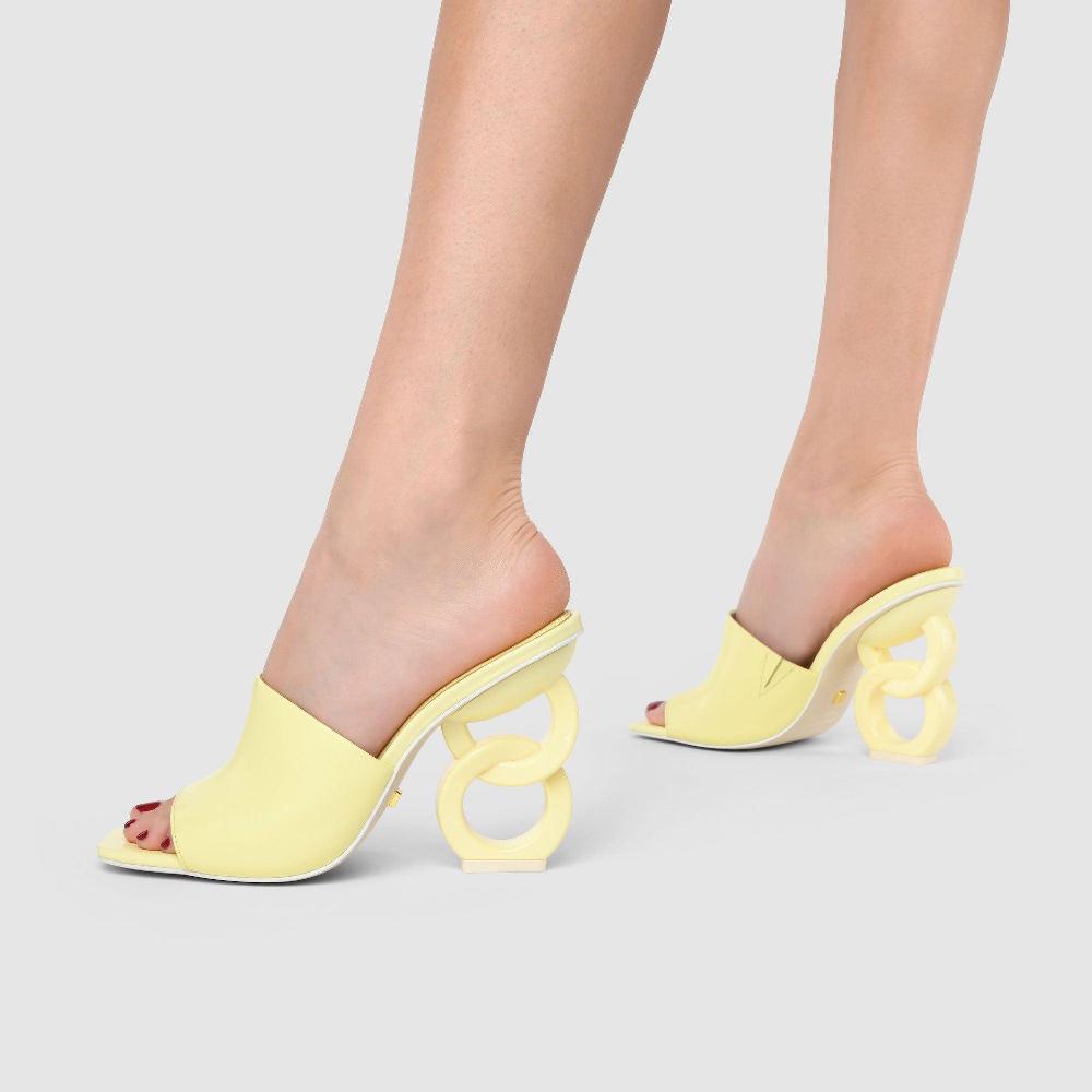 Kat Maconie Ebba Sandals PF23 DOUBLE CHAIN HEEL Lemon Sherbert