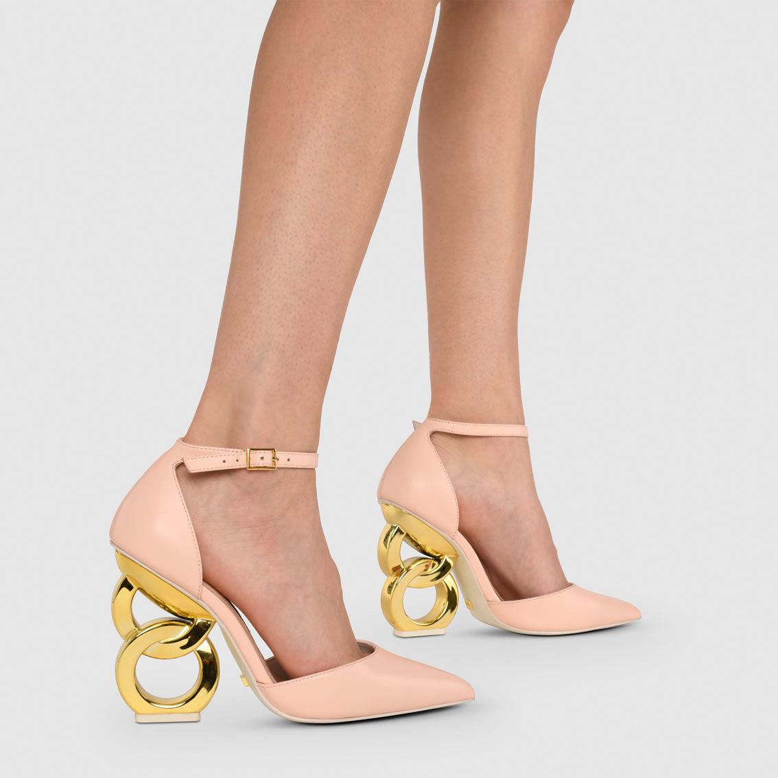 Kat Maconie Emmi Sandals SS22 Chain Heel Sandals Crystal Pink