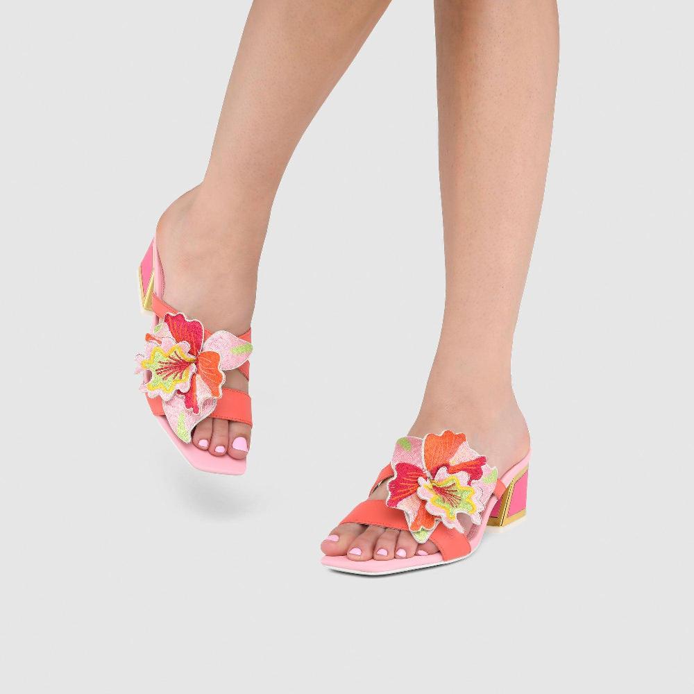 Kat Maconie Eve Sandals SS23 KICKER HEEL SANDALS Cheeky Pink/Multi