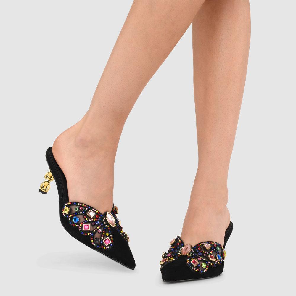 Kat Maconie Faye Mules RS23 MID CHILETTO MULES Black/Multi
