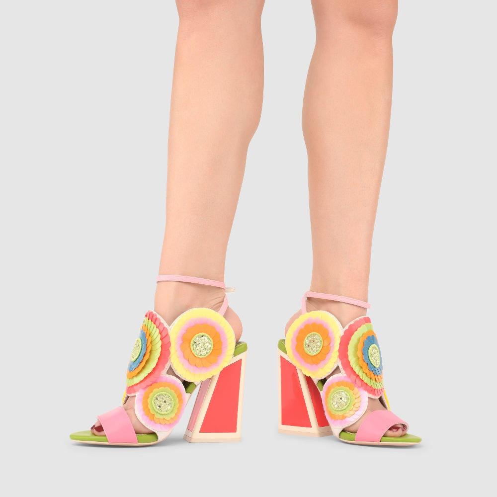 Kat Maconie Frida Sandals PF23 KICKER FRAME HEEL Flared Red/Kiwi