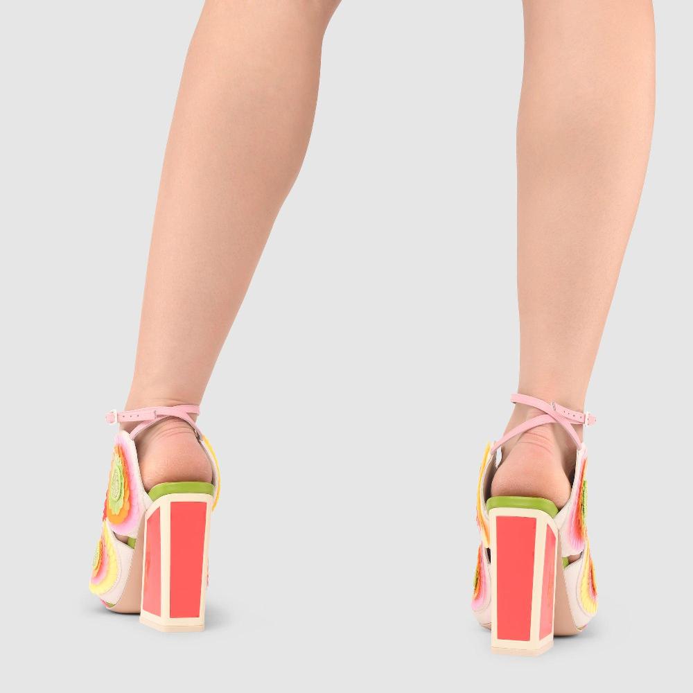 Kat Maconie Frida Sandals PF23 KICKER FRAME HEEL Flared Red/Kiwi