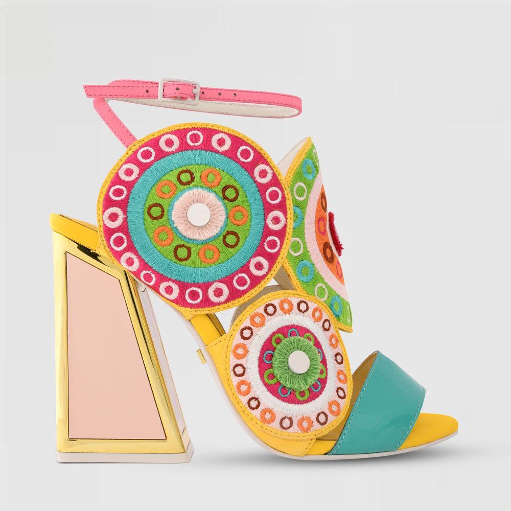 kat maconie Frida Sandals SS22 Kicker Heel Sandal Mineral Yellow/Multi