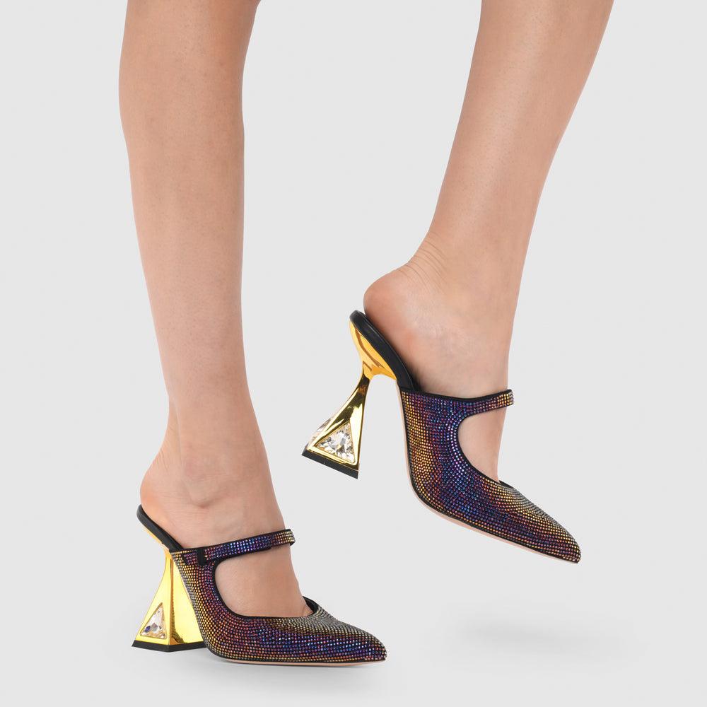 Kat Maconie Hailey Mules RS24 MARTINI HEEL Black/Meridian Blue