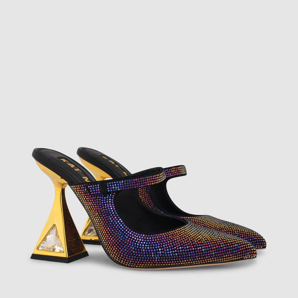 Kat Maconie Hailey Mules RS24 MARTINI HEEL Black/Meridian Blue