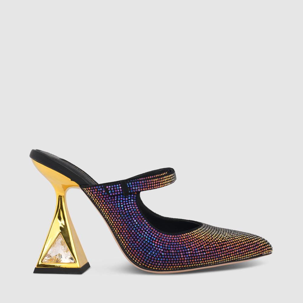 kat maconie Hailey Mules RS24 MARTINI HEEL Black/Meridian Blue