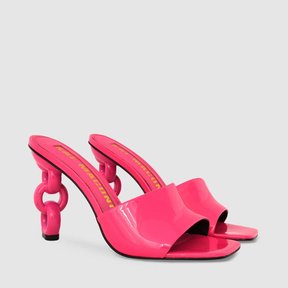 Kat Maconie Hedda Sandals AW23 MULTI CHAIN HEEL Luminious Pink