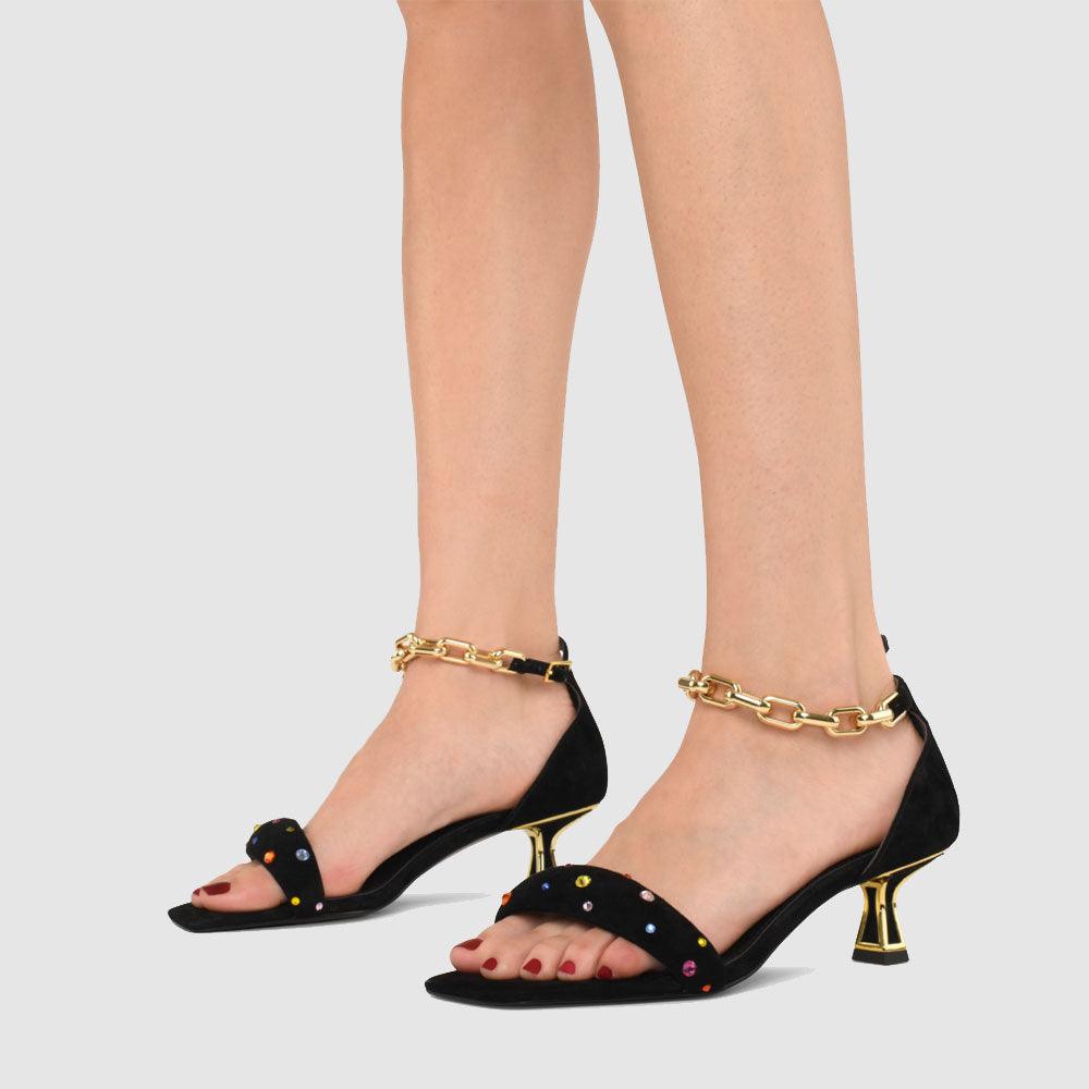 Kat Maconie Inara Sandals RS23 KITTEN HEEL Black/Multi